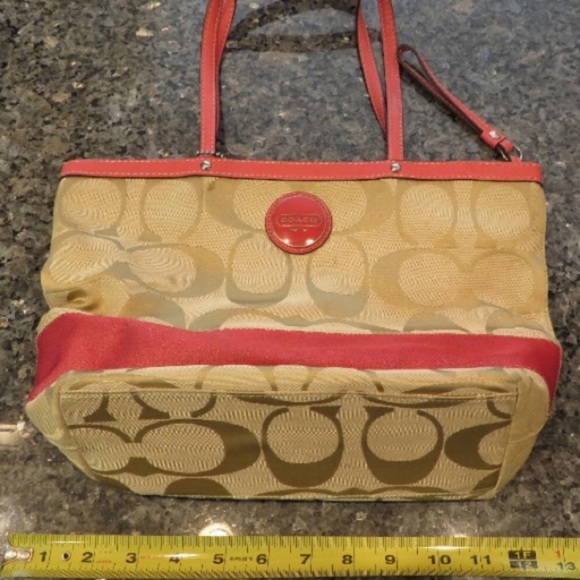 Coach Handbags - Coach Beige and Red Tote Bag